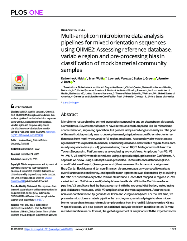 (PDF) Multi-amplicon microbiome data analysis pipelines for mixed ...