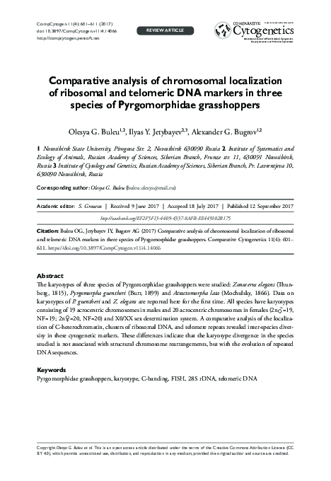 (PDF) Comparative analysis of chromosomal localization of ribosomal and ...