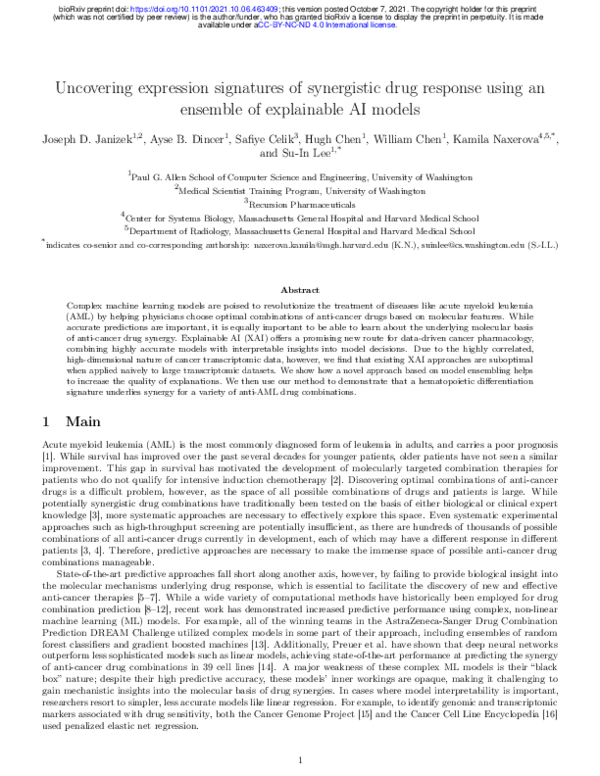 (PDF) Uncovering expression signatures of synergistic drug response ...