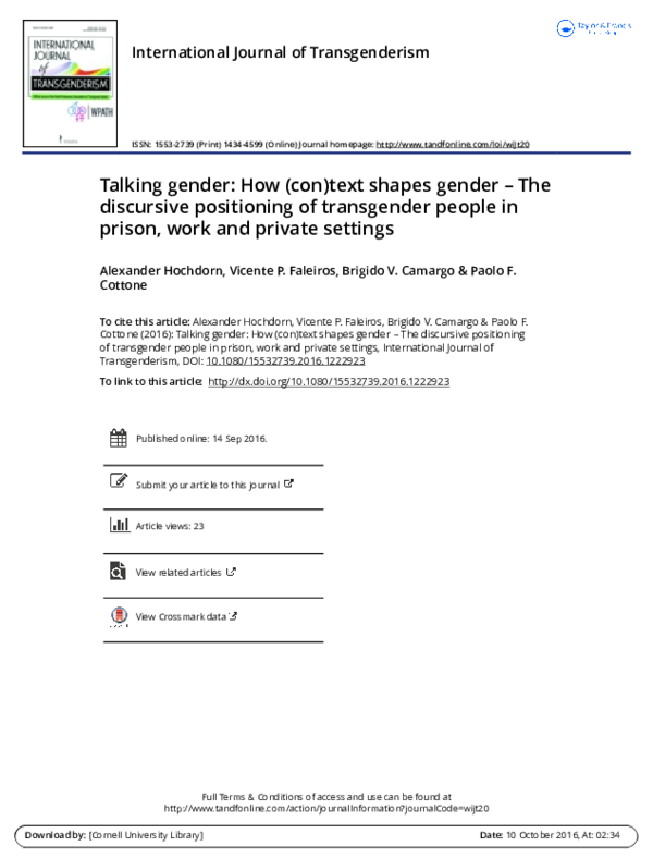 (PDF) Talking gender: How (con)text shapes gender – The discursive ...