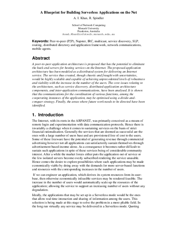 (PDF) A blueprint for building serverless applications on the net