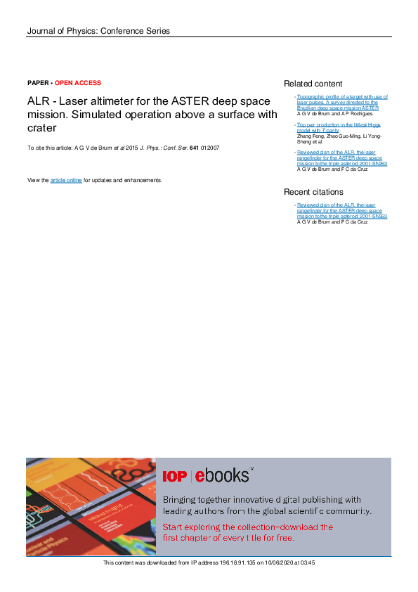 (PDF) ALR - Laser altimeter for the ASTER deep space mission. Simulated ...