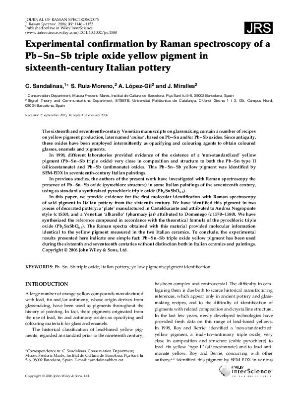 (PDF) Experimental confirmation by Raman spectroscopy of a Pb Sn Sb ...