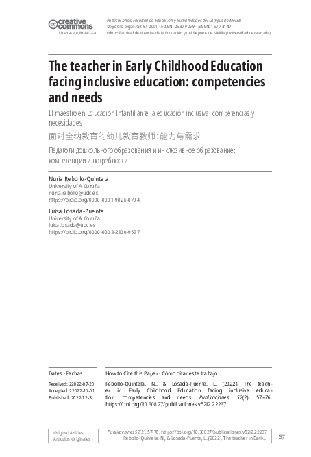(PDF) The teacher in Early Childhood Education facing inclusive ...