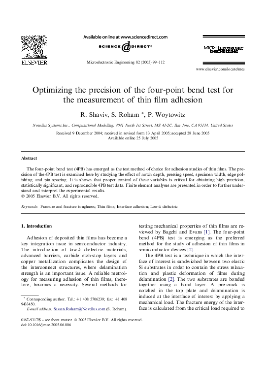 (PDF) Optimizing the precision of the four-point bend test for the ...