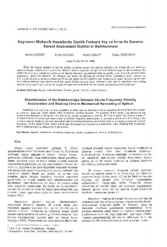 (PDF) Kayısının Mekanik Hasadında Genlik Frekans Hız ve ivme ile Sarsma ...
