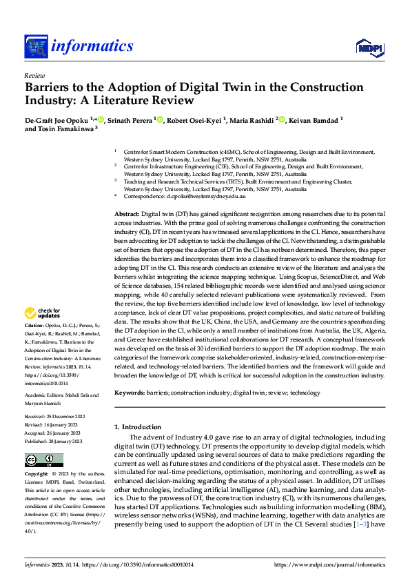 (PDF) Barriers to the Adoption of Digital Twin in the Construction ...