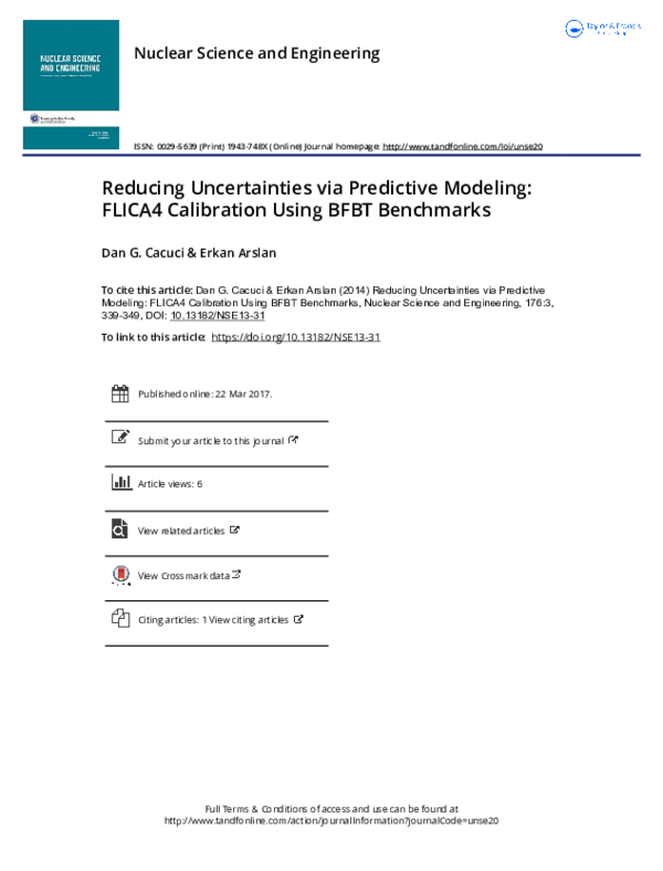 (PDF) Reducing Uncertainties via Predictive Modeling: FLICA4 ...