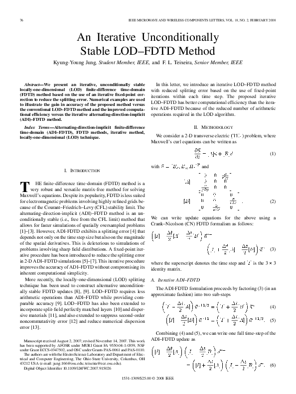 (PDF) An Iterative Unconditionally Stable LOD–FDTD Method