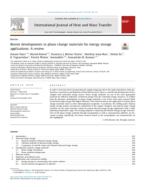 (PDF) Recent developments in phase change materials for energy storage ...
