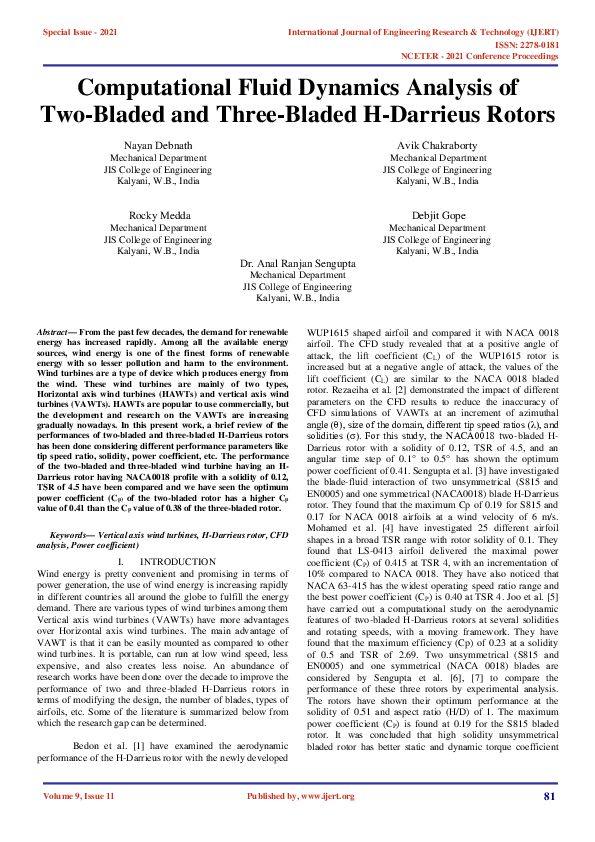(PDF) Computational Fluid Dynamics Analysis of Two-Bladed and Three ...