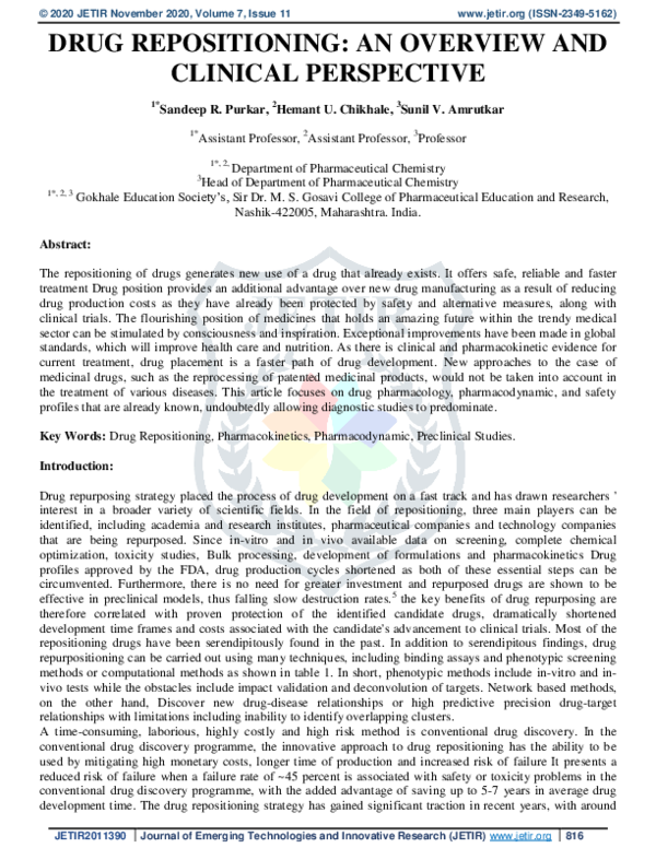 (PDF) Drug Repositioning: An Overview and Clinical Perspective