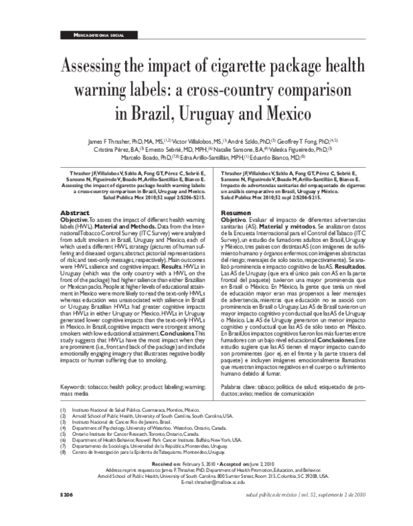 (PDF) Assessing the impact of cigarette package health warning labels ...