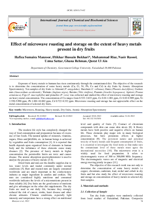 (PDF) Effect of microwave roasting and storage on the extent of heavy ...