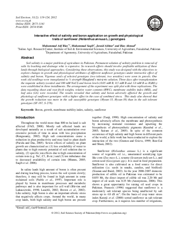 (PDF) Interactive effect of salinity and boron application on growth ...
