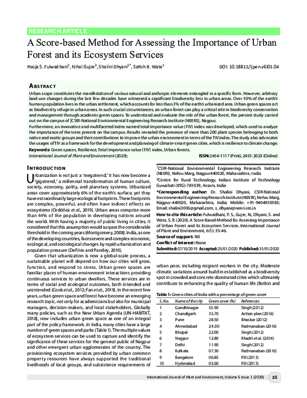 (PDF) A Score-based Method for Assessing the Importance of Urban Forest ...