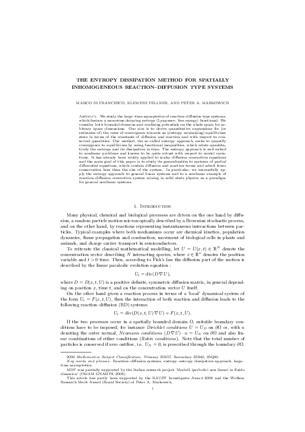 (PDF) The entropy dissipation method for spatially inhomogeneous ...