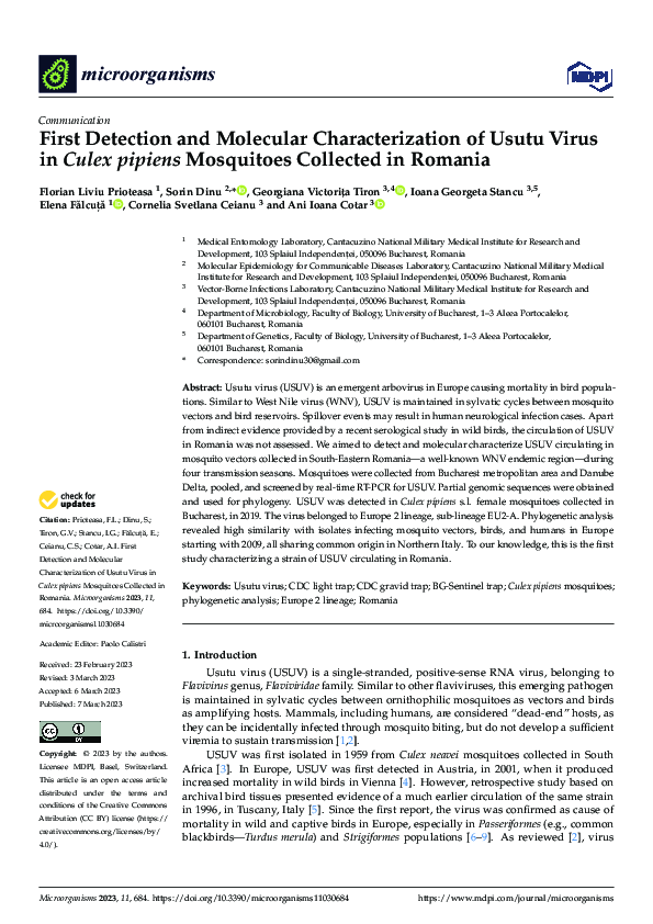 (PDF) First Detection and Molecular Characterization of Usutu Virus in ...
