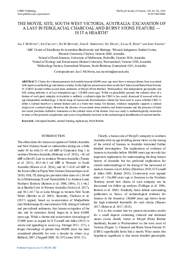(PDF) The Moyjil site, south-west Victoria, Australia: excavation of a ...
