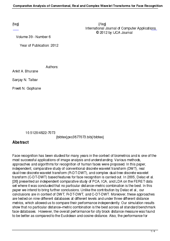 (PDF) Comparative Analysis of Conventional, Real and Complex Wavelet ...