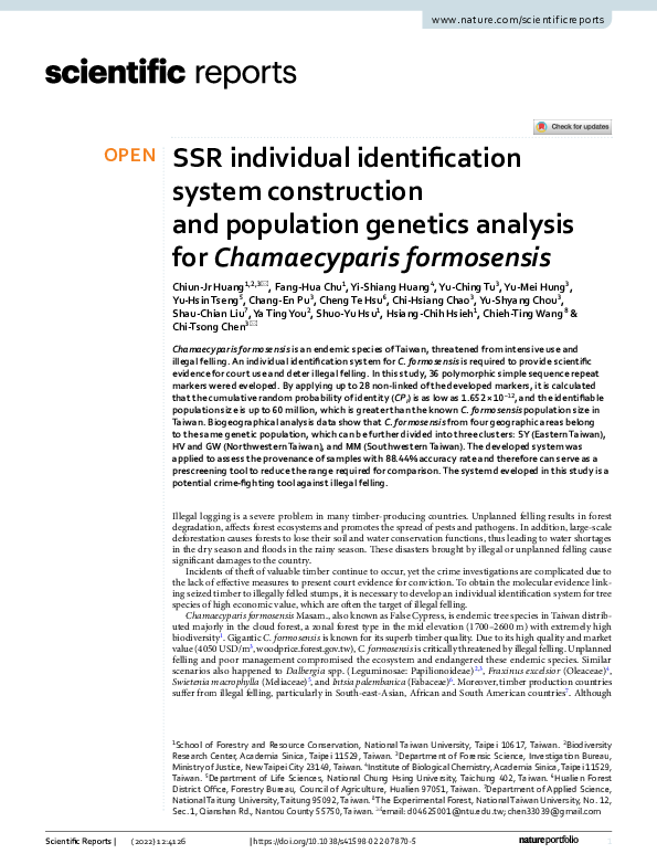(PDF) SSR individual identification system construction and population ...
