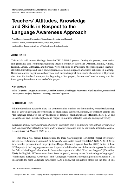 (PDF) Teachers' Insights on Language Awareness Approach