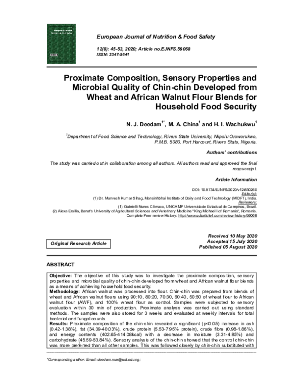 (PDF) Proximate Composition, Sensory Properties and Microbial Quality ...