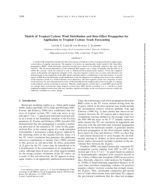 (PDF) Models of Tropical Cyclone Wind Distribution and Beta-Effect ...