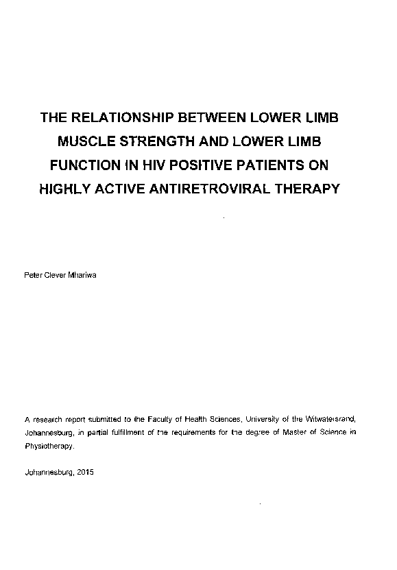 (PDF) The relationship between lower limb muscle strength and lower ...