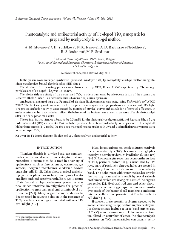 (PDF) Photocatalytic and antibacterial activity of Fe-doped TiO 2 ...