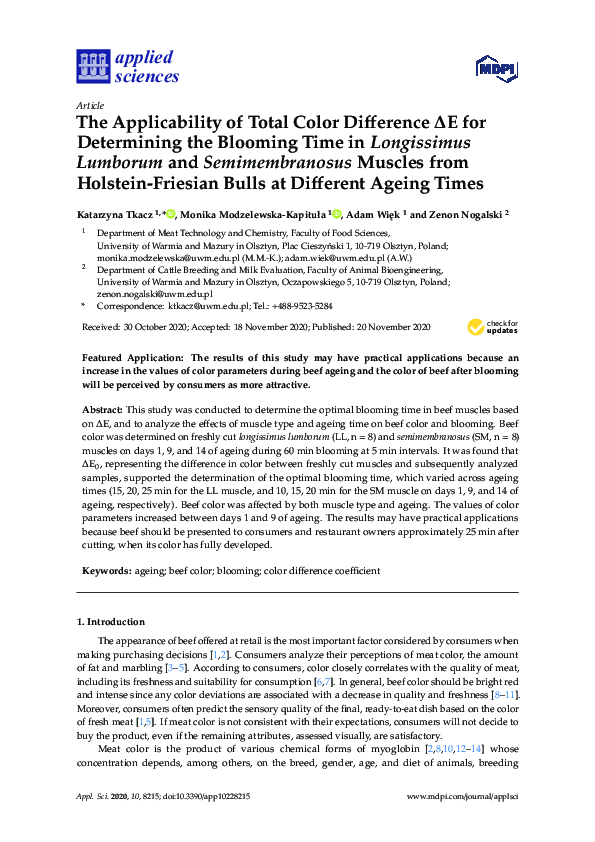 (PDF) The Applicability of Total Color Difference ΔE for Determining ...