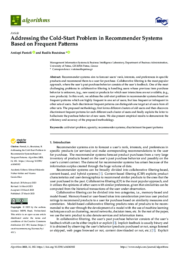 (PDF) Addressing the Cold-Start Problem in Recommender Systems Based on ...