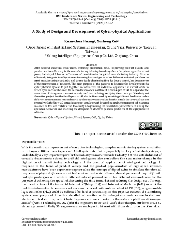 (PDF) A Study Of Design And Development of Cyber-physical Applications
