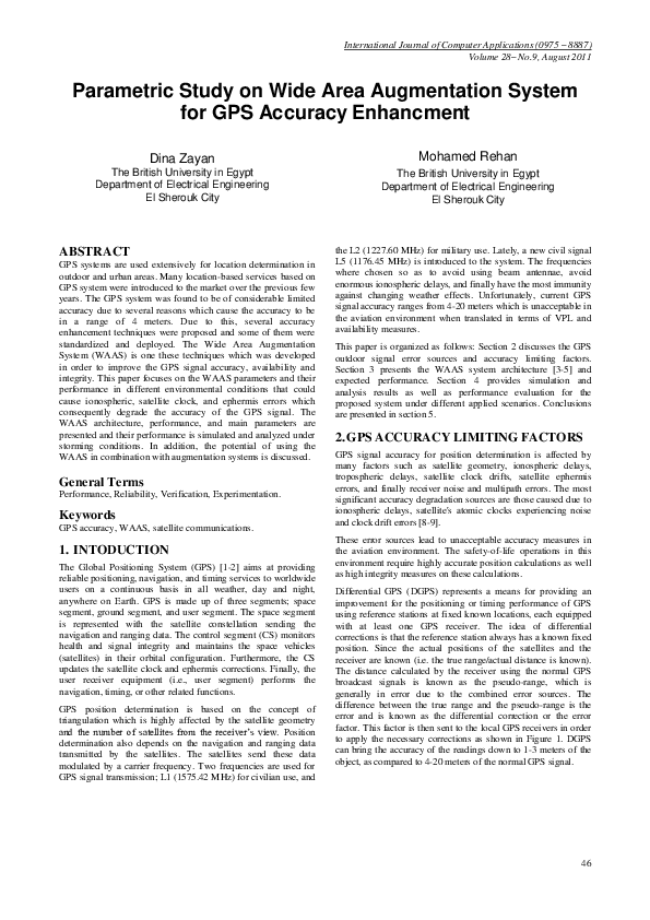 (PDF) Parametric Study on Wide Area Augmentation System for GPS