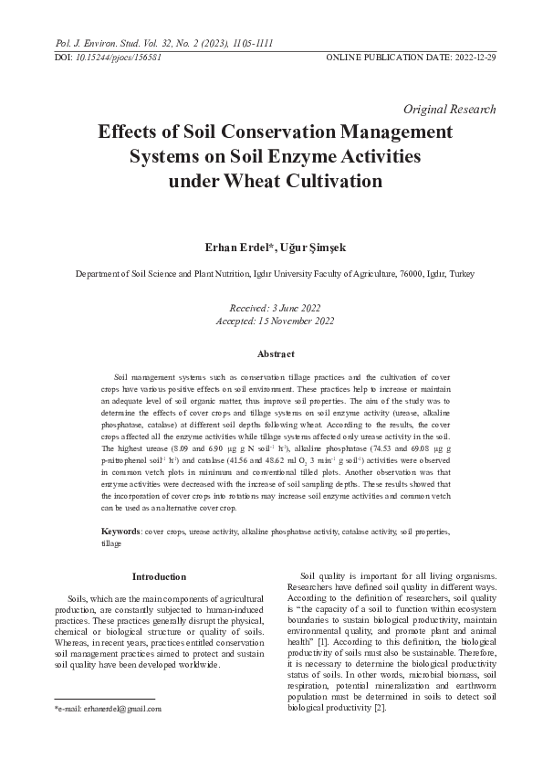 (PDF) Effects of Soil Conservation Management Systems on Soil Enzyme ...