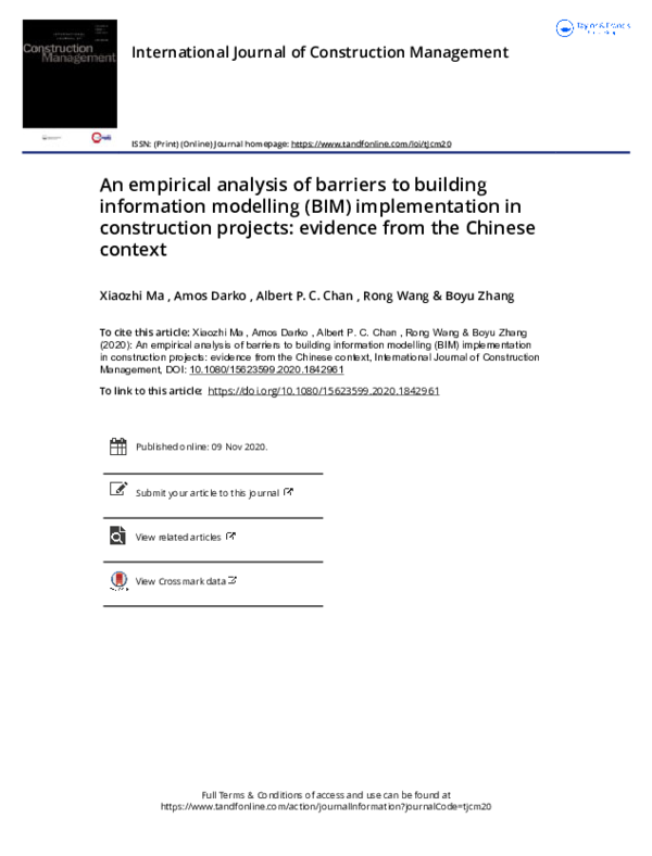 (PDF) An empirical analysis of barriers to building information ...