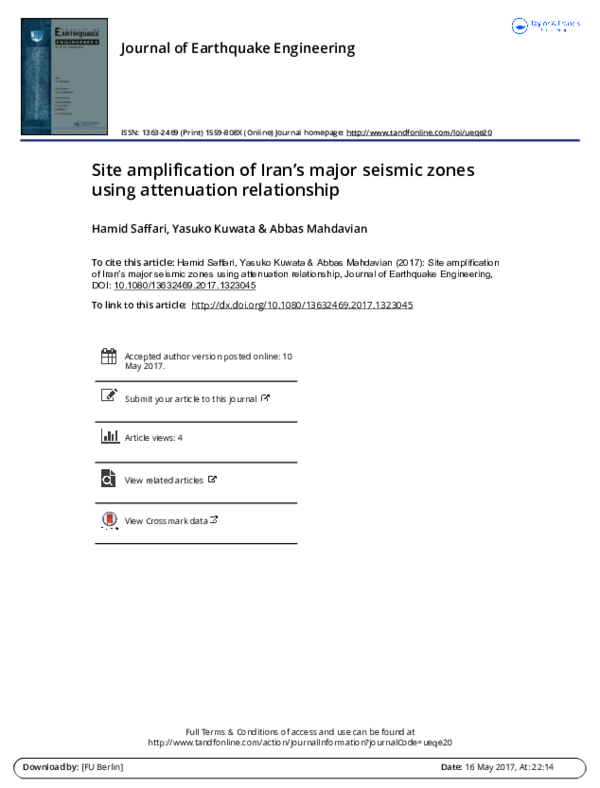 (PDF) Site Amplification of Iran’s Major Seismic Zones Using ...