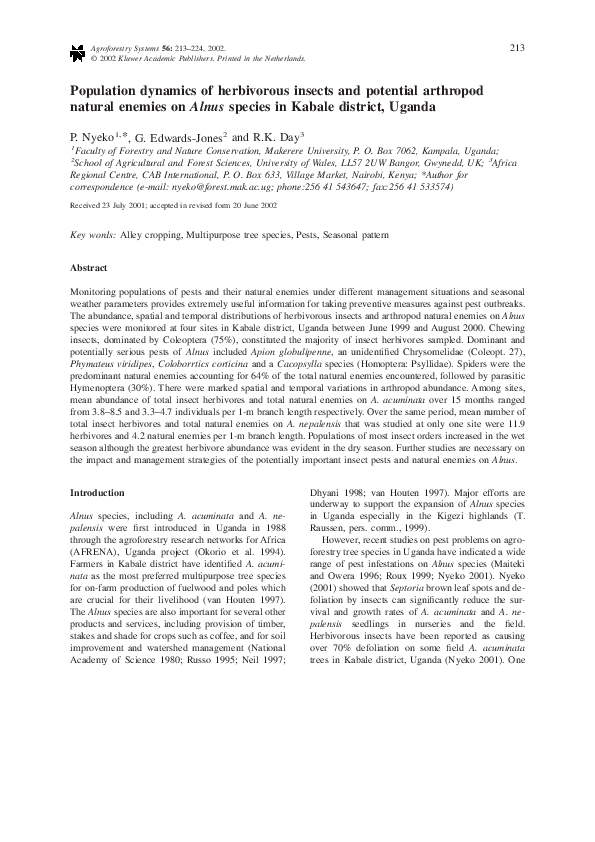 (PDF) Population dynamics of herbivorous insects and potential ...