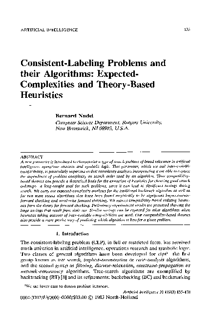 (PDF) Consistent-labeling problems and their algorithms: Expected ...