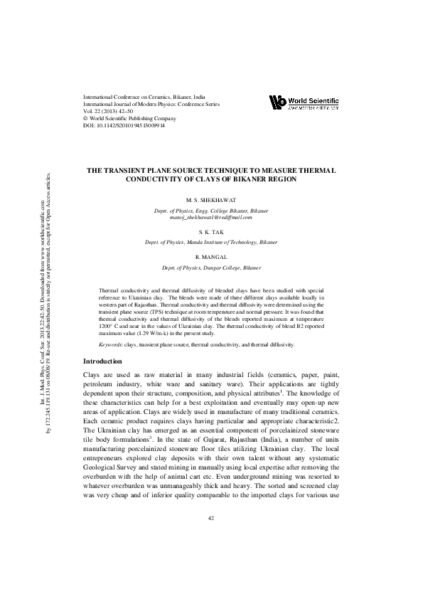 (PDF) The Transient Plane Source Technique to Measure Thermal ...