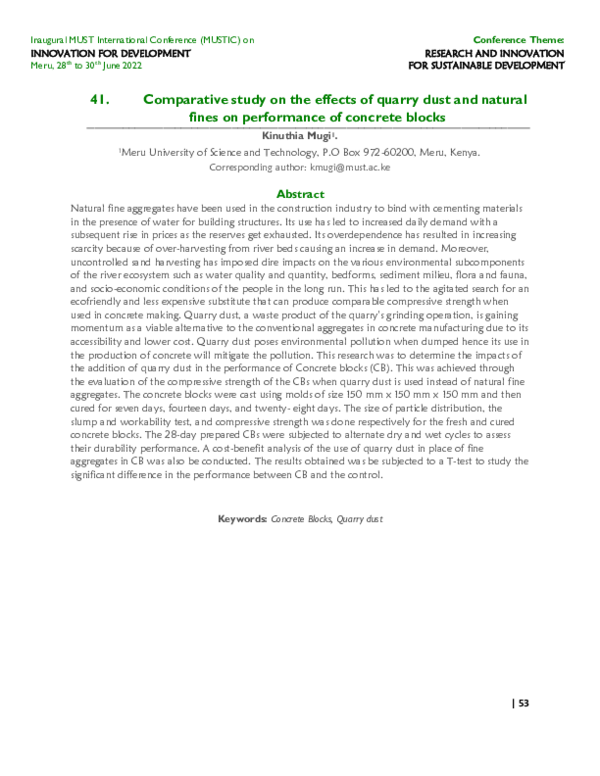 (PDF) Comparative study on the effects of quarry dust and natural fines ...