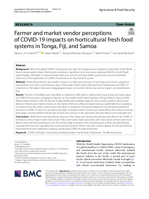 (PDF) Farmer and market vendor perceptions of COVID-19 impacts on ...