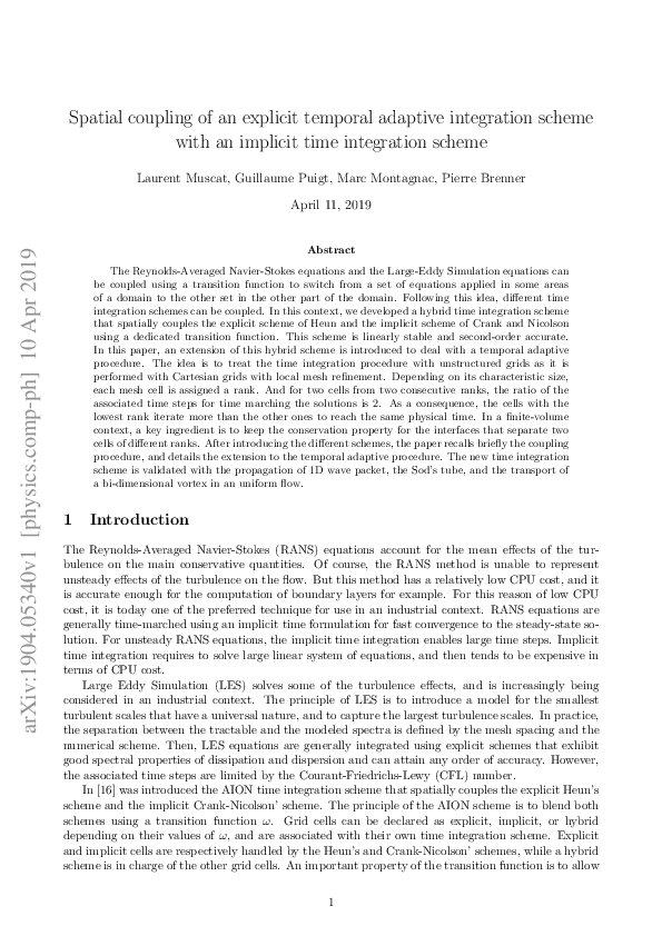 (PDF) Spatial coupling of an explicit temporal adaptive integration ...