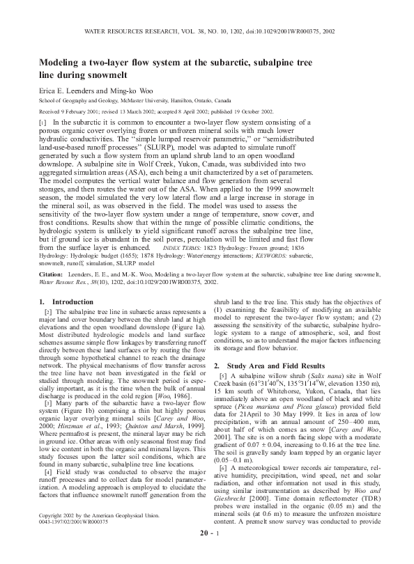 (PDF) Modeling a two-layer flow system at the subarctic, subalpine tree ...