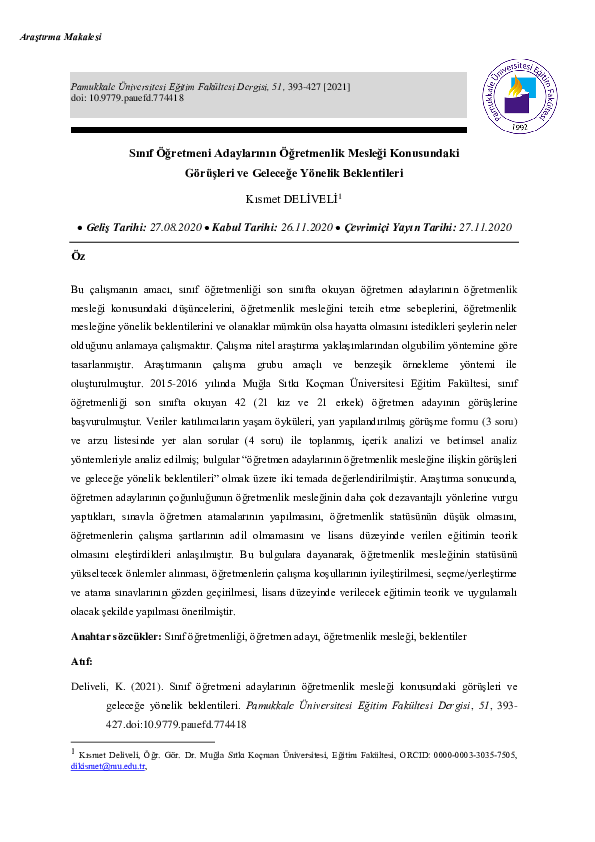 PDF) Sınıf Öğretmeni Adaylarının