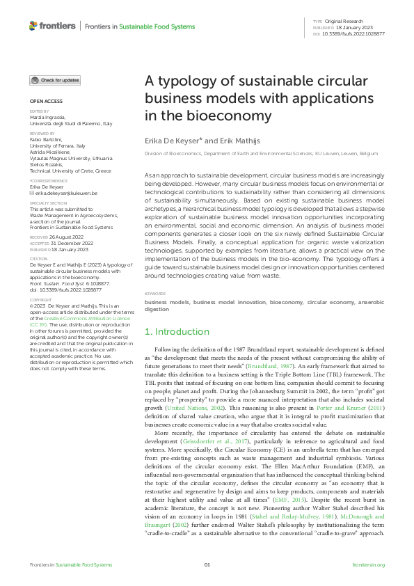 (PDF) A typology of sustainable circular business models with ...