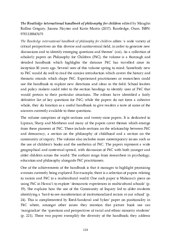 (PDF) The Routledge International Handbook of Philosophies and Theories ...