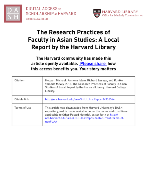 (PDF) The Research Practices of Faculty in Asian Studies: A Local ...