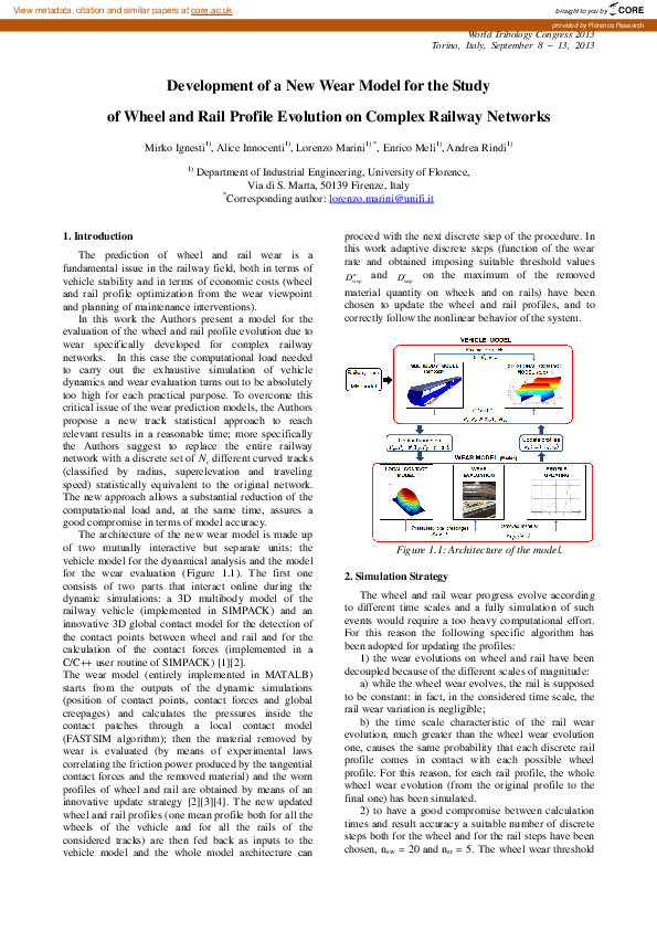 (PDF) Development of a New Wear Model for the Study of Wheel and Rail ...