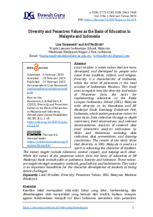 (PDF) Diversity and Pesantren Values as the Basis of Education in ...